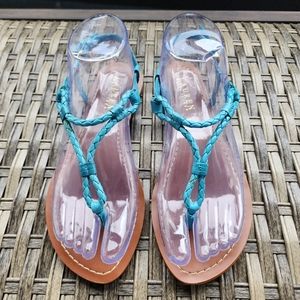 NWOT LAUREN RALPH LAUREN    ALEXA TURQUOISE BRAIDED LEATHER SANDALS - SI…